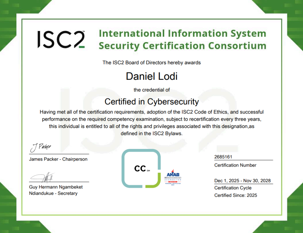 ISC2 Certified in Cybersecurity